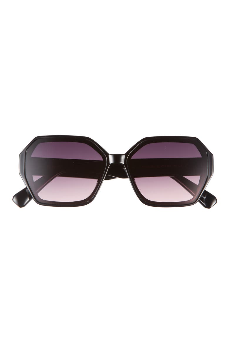 58mm Gradient Geometric Sunglasses, Main, color, BLACK