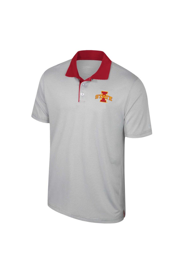 Men's Colosseum Gray Iowa State Cyclones Tuck Striped Polo, Alternate, color, Gray