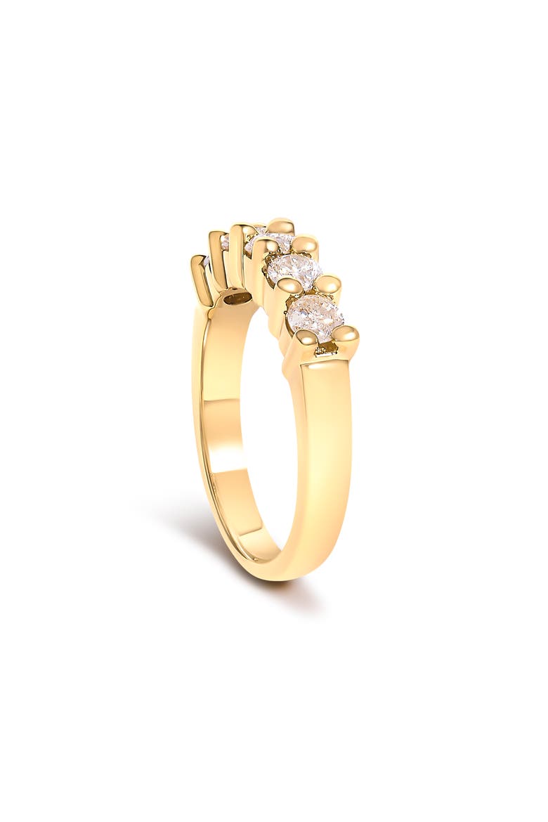 Silver 1.0 Cttw Round Diamond 5 Stone Band Ring, Alternate, color, Yellow