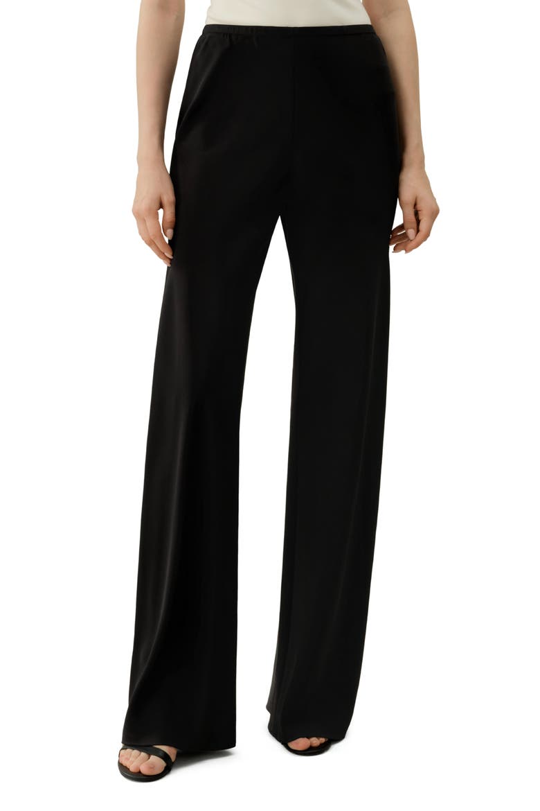 Women's Bias Cut Straight Leg Silk Pants, Main, color, Black