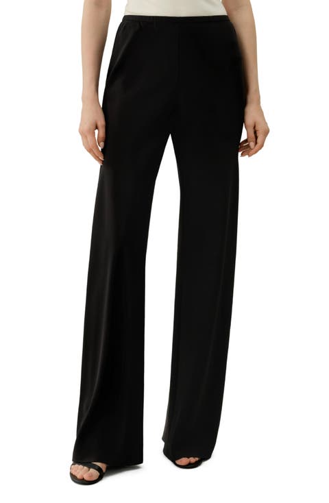 Women's Bias Cut Straight Leg Silk Pants
