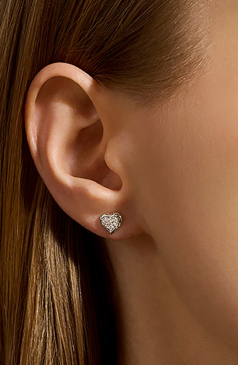 John Hardy Essentials Heart Pavé Stud Earrings, Alternate, color, 