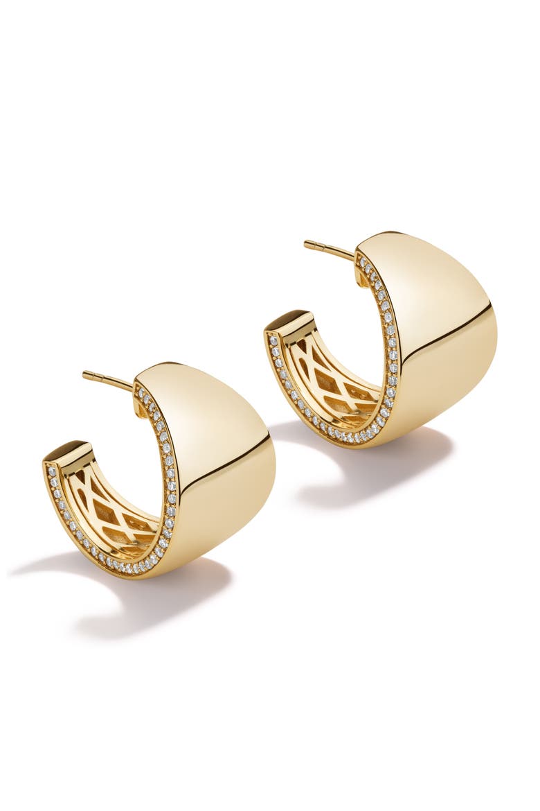 Nicole Cubic Zirconia Hoop Earrings, Main, color, GOLD