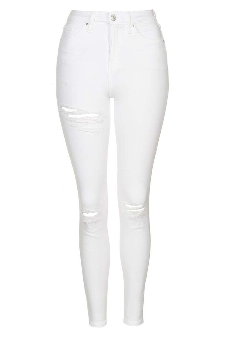 'Jamie - Super Ripped' High Waist Skinny Jeans, Alternate, color, WHITE
