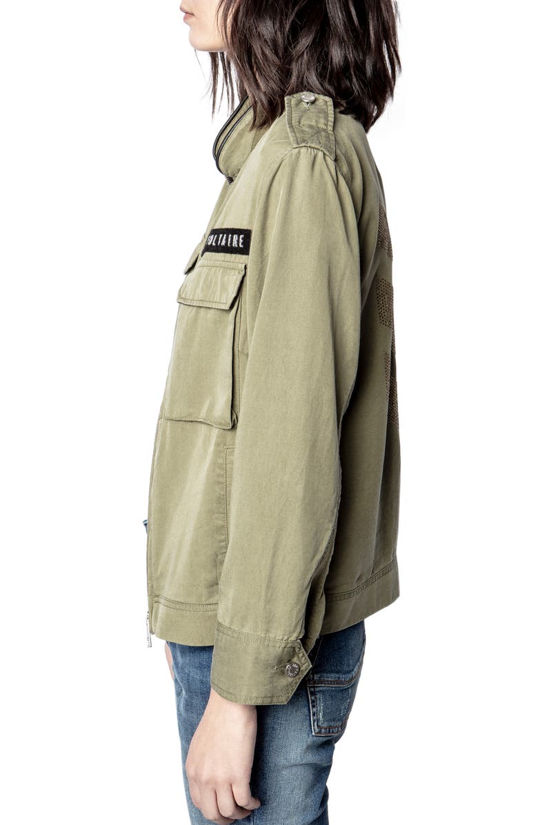 Zadig & Voltaire Kavy Embellished Army Jacket, Alternate, color,