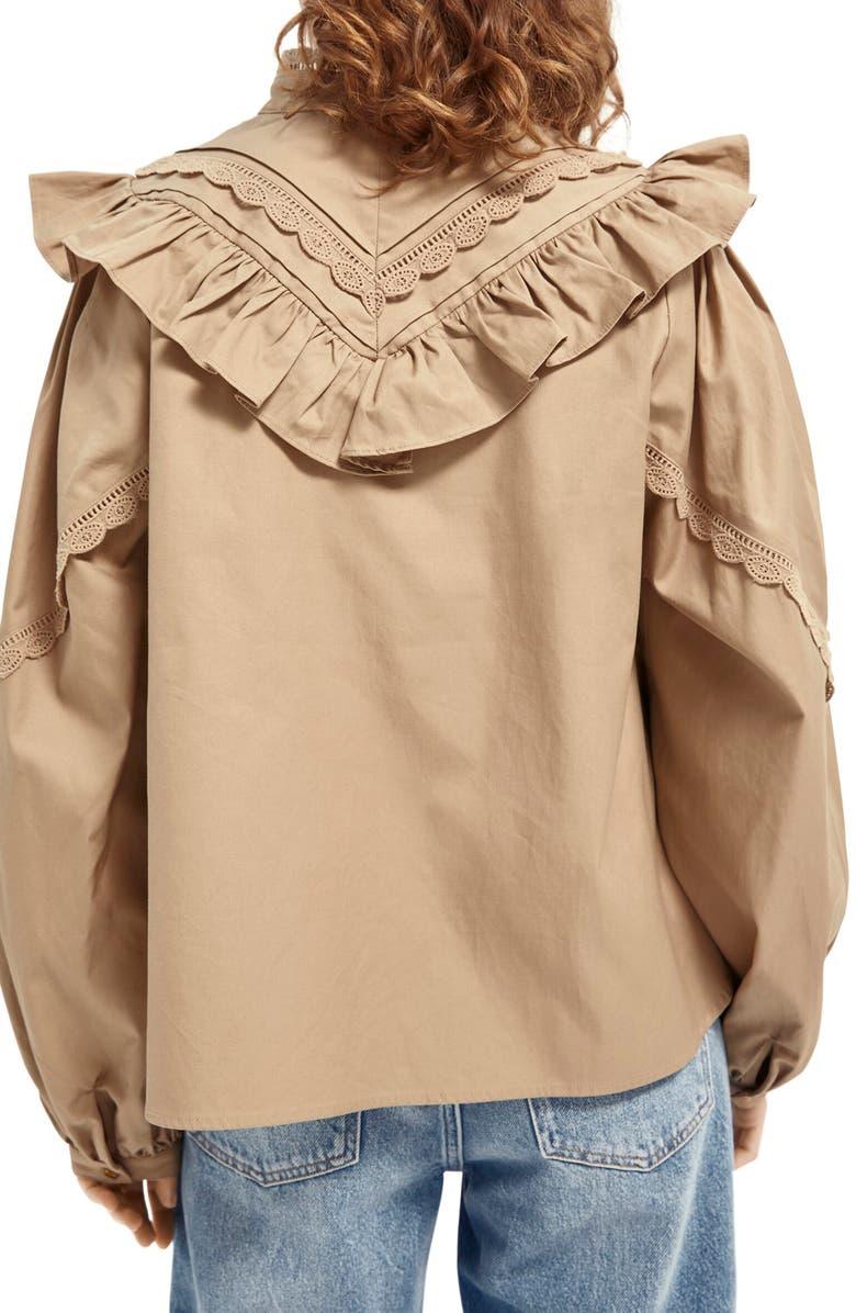 Scotch & Soda Military Ruffle Blouse, Alternate, color, 
