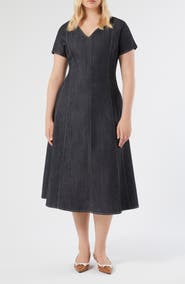 Marina Rinaldi Denim Fit & Flare Midi Dress