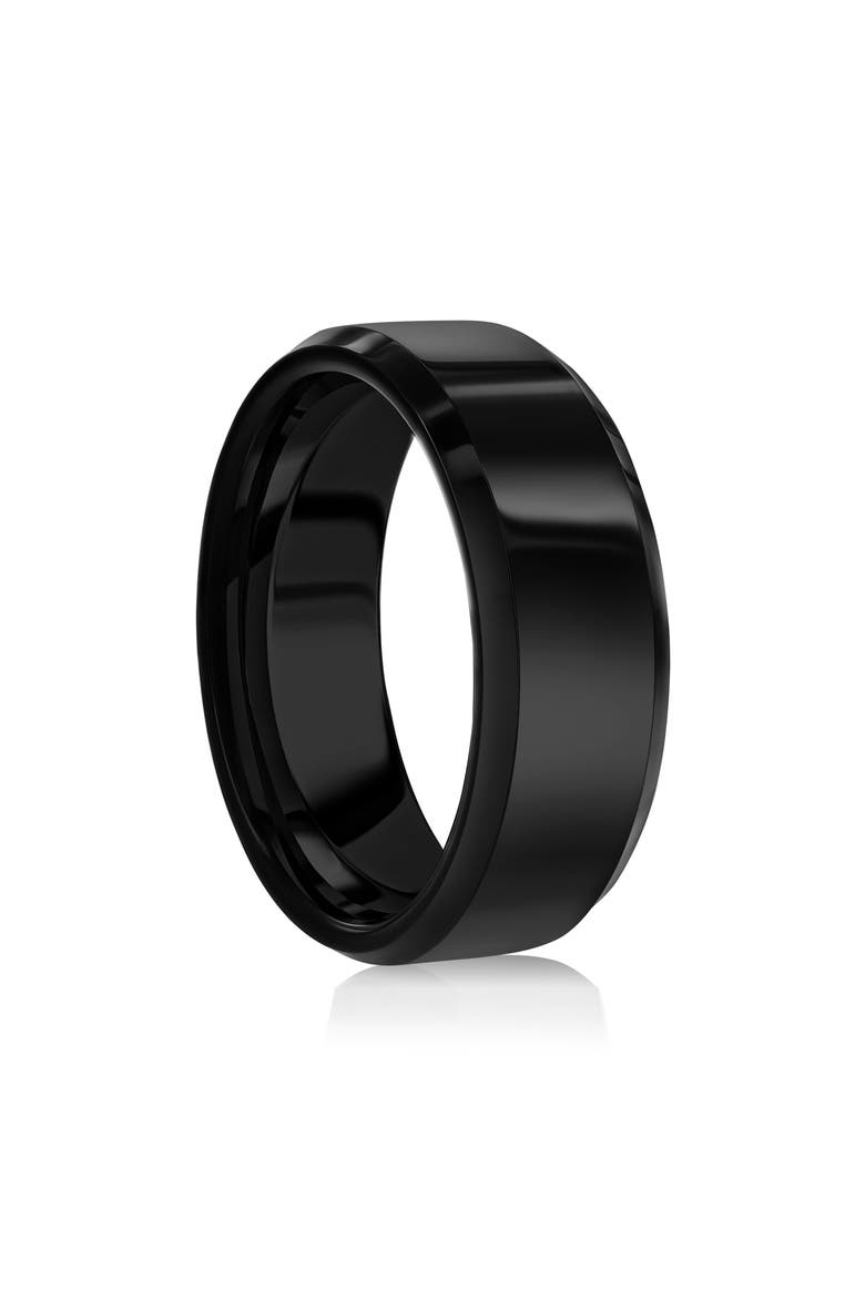 Men's Tungsten Band Ring, Alternate, color, BLACK