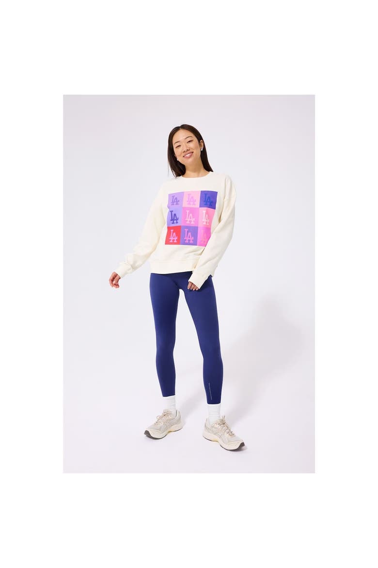 Women's Terez Cream Los Angeles Dodgers Technicolor Oversized Pullover Sweatshirt, Alternate, color, Cream
