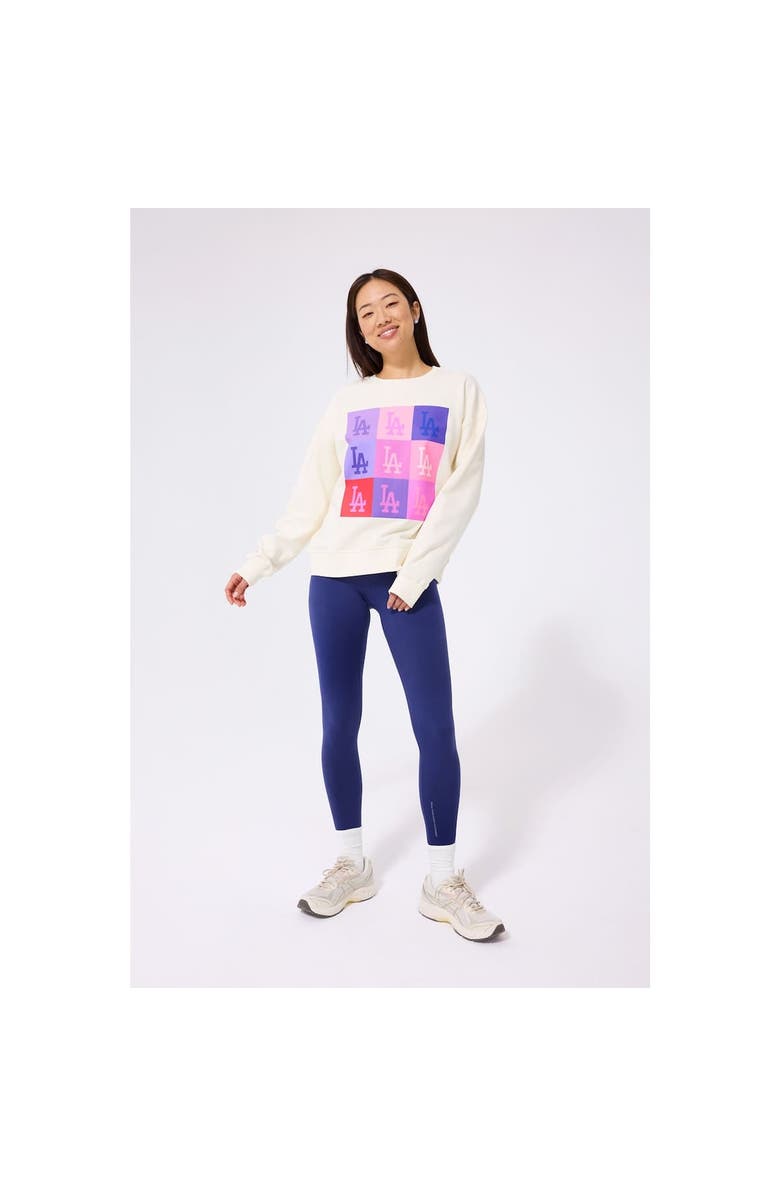 Terez Women's Terez Cream Los Angeles Dodgers Technicolor Oversized Pullover Sweatshirt, Alternate, color, Cream