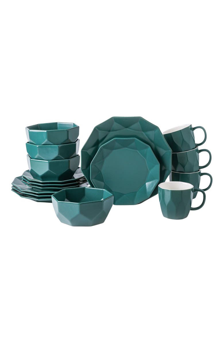Stone Lain Jamie Porcelain 16-Piece Dinnerware Set, Main, color, Green