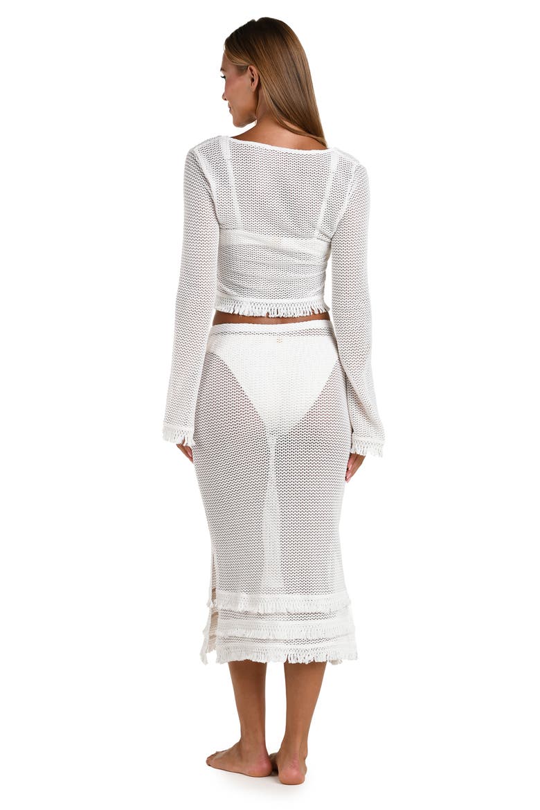 Flora Flair Crop Open Stitch Cover-Up Top, Alternate, color, IVORY