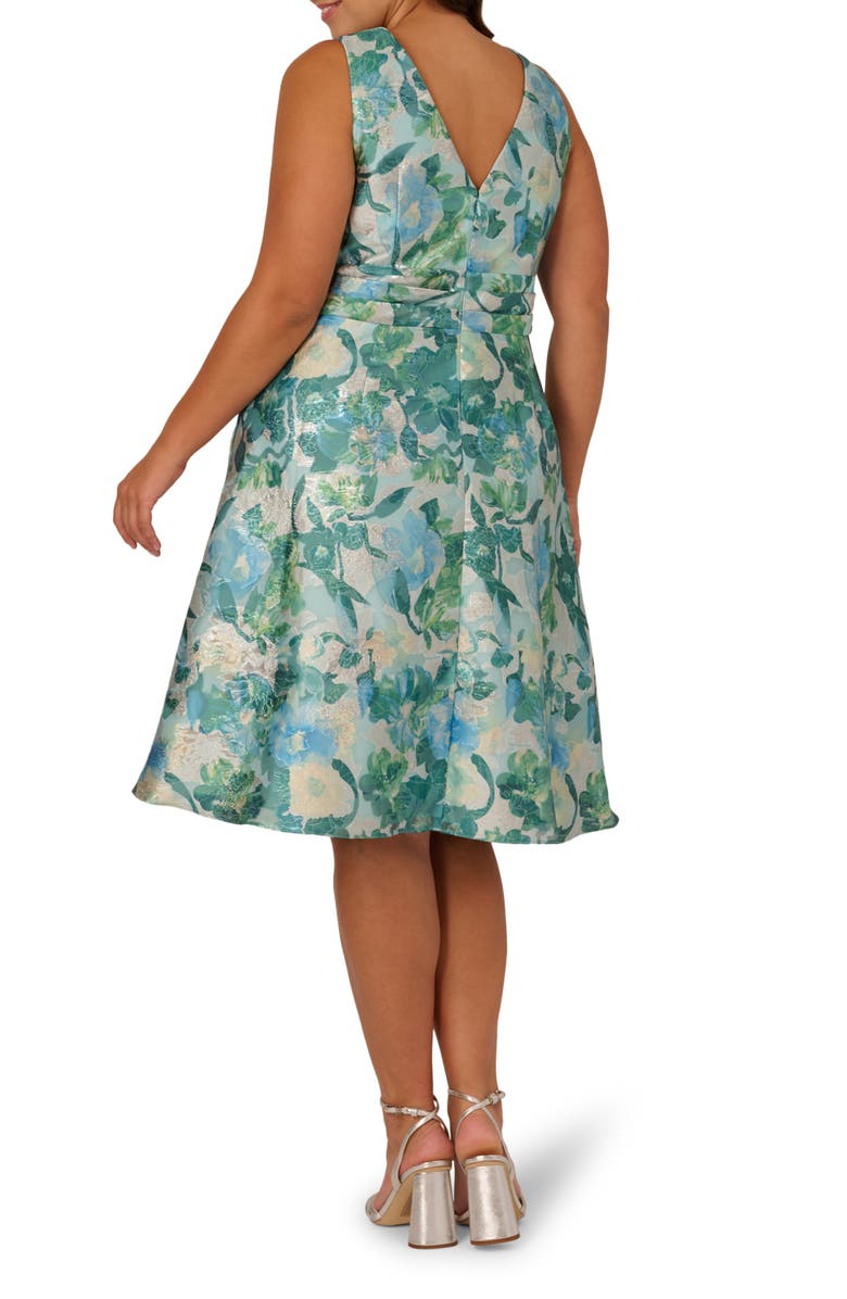 Adrianna Papell Floral Jacquard Midi Cocktail Dress, Alternate, color,