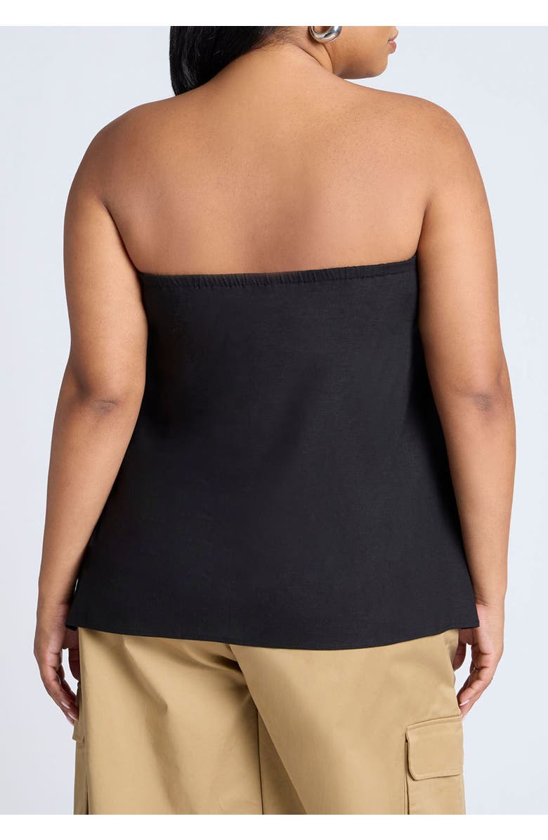 ELOQUII Linen Blend Column Tube Top, Alternate, color, Black