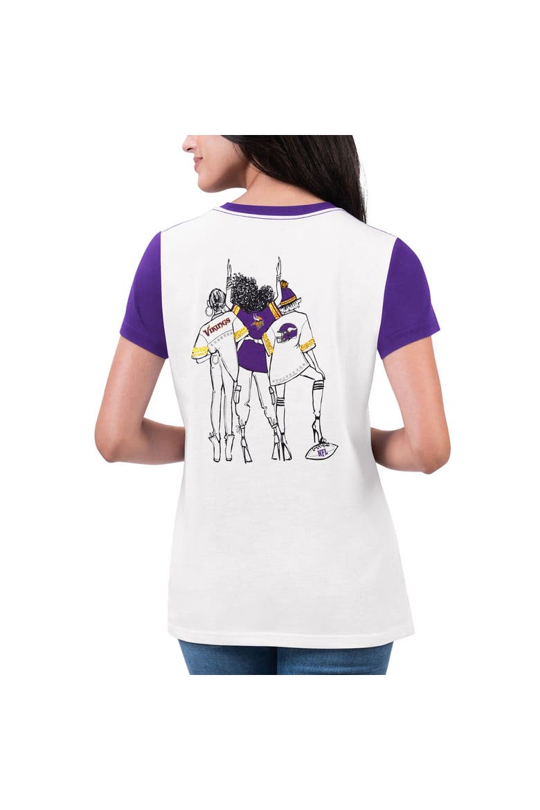 Women's G-III 4Her by Carl Banks White/Purple Minnesota Vikings Fashion Illustration T-Shirt, Alternate, color, White