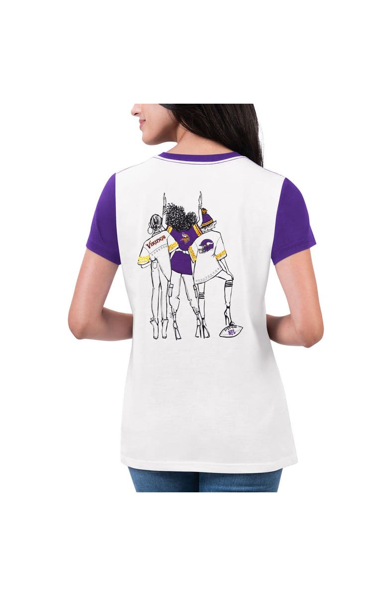 G-III 4HER BY CARL BANKS Women's G-III 4Her by Carl Banks White/Purple Minnesota Vikings Fashion Illustration T-Shirt, Alternate, color, White