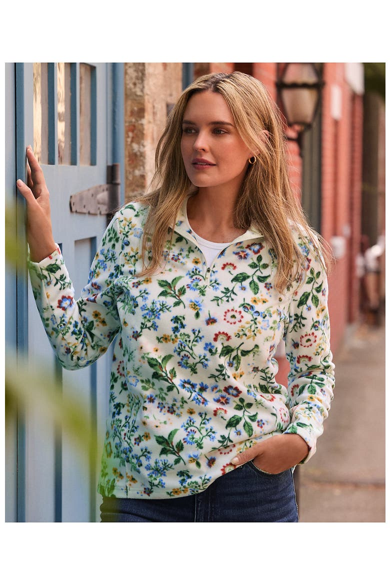 Anyweather Fleece Quarter Zip Pullover, Alternate, color, Ivory Multi Floral