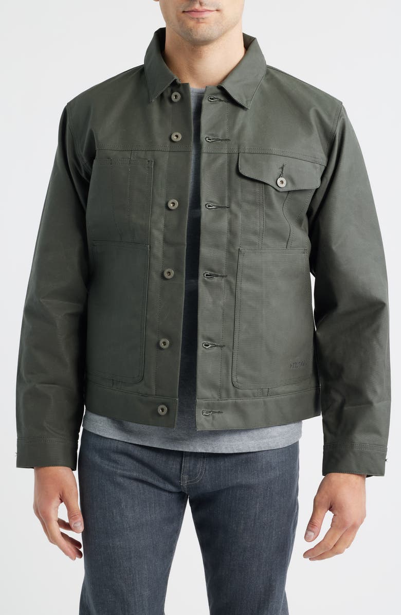 Filson Short Waxed Cotton Cruiser Jacket, Main, color, Castor Gray