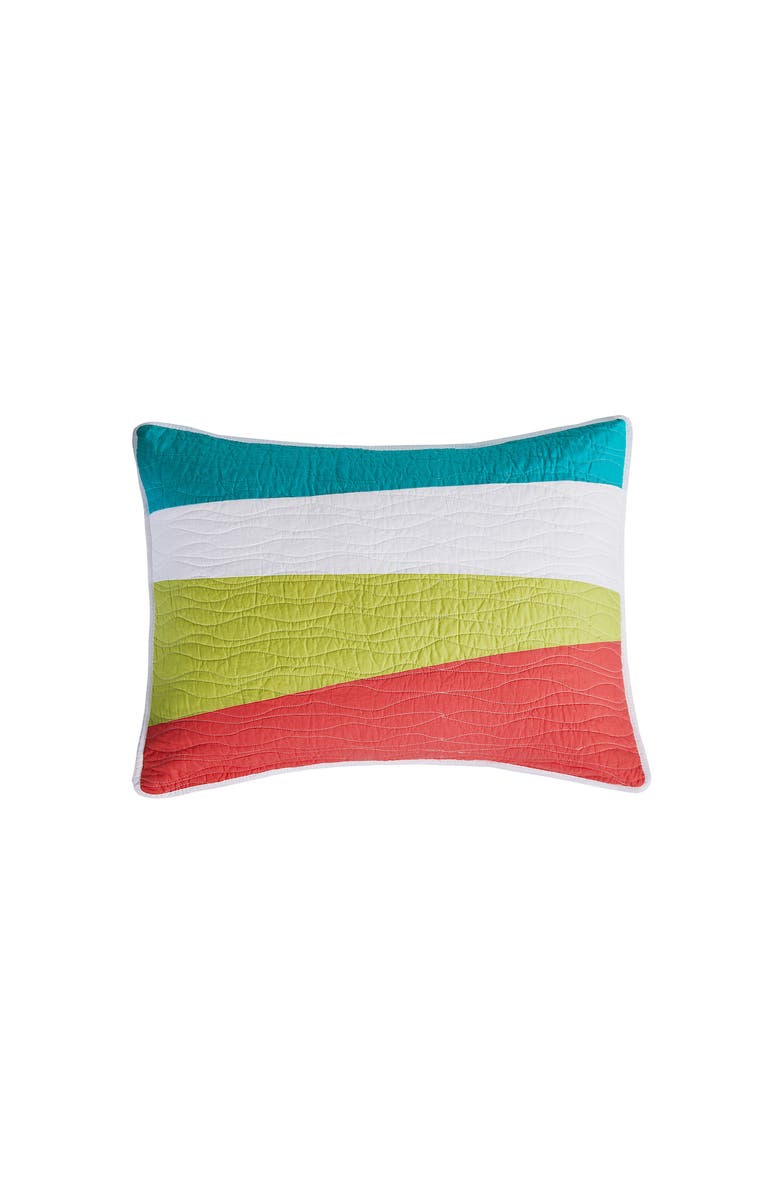 C&F Home Santorini Coastal Beach Patchwork Embroidered and Applique Cotton Quilt Set - Machine Washable, Alternate, color, Blue