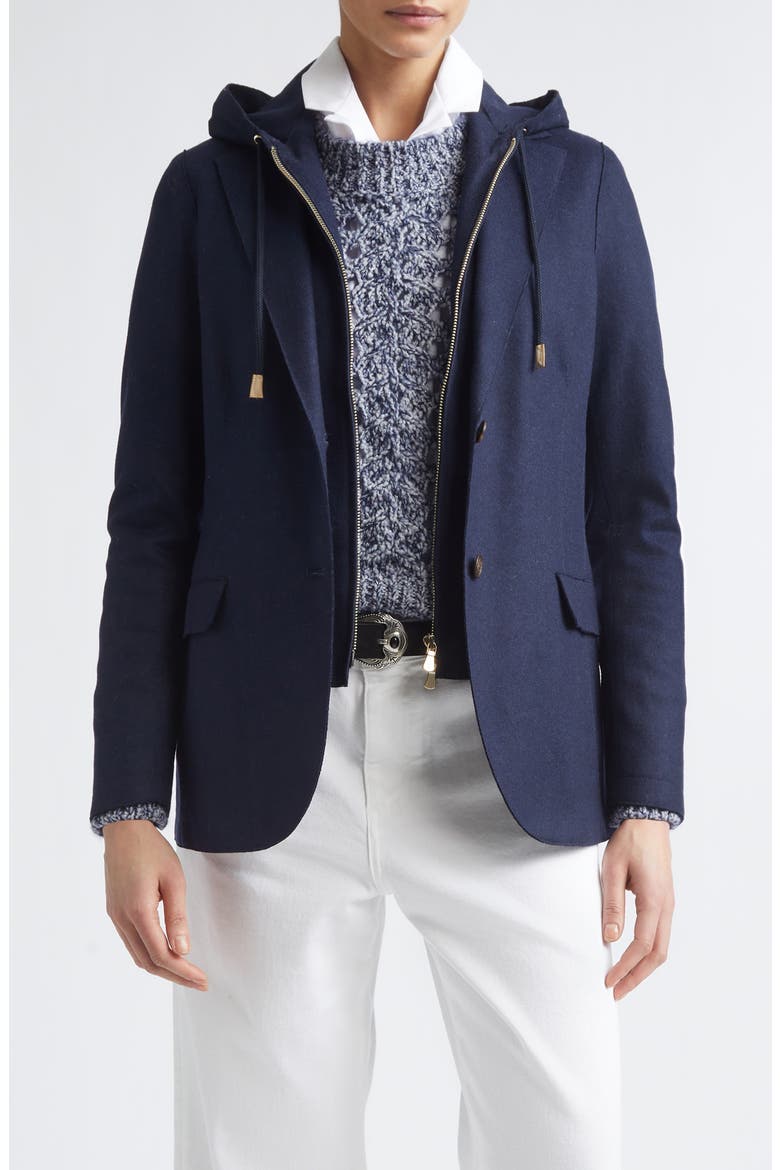 Raw Edge Wool Blend Jacket with Hooded Dickey, Main, color, 11 BLUE