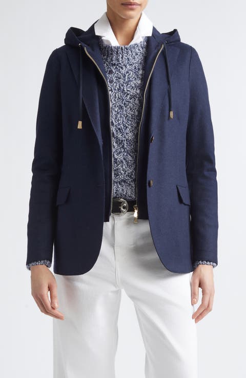 Raw Edge Wool Blend Jacket with Hooded Dickey