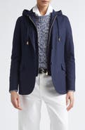 Eleventy Raw Edge Wool Blend Jacket with Hooded Dickey