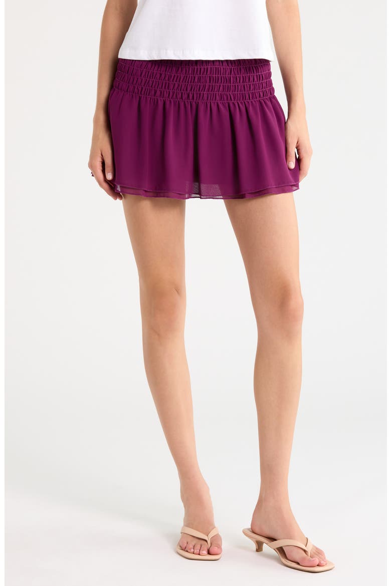 I Belond Shirred Miniskirt, Main, color, RED