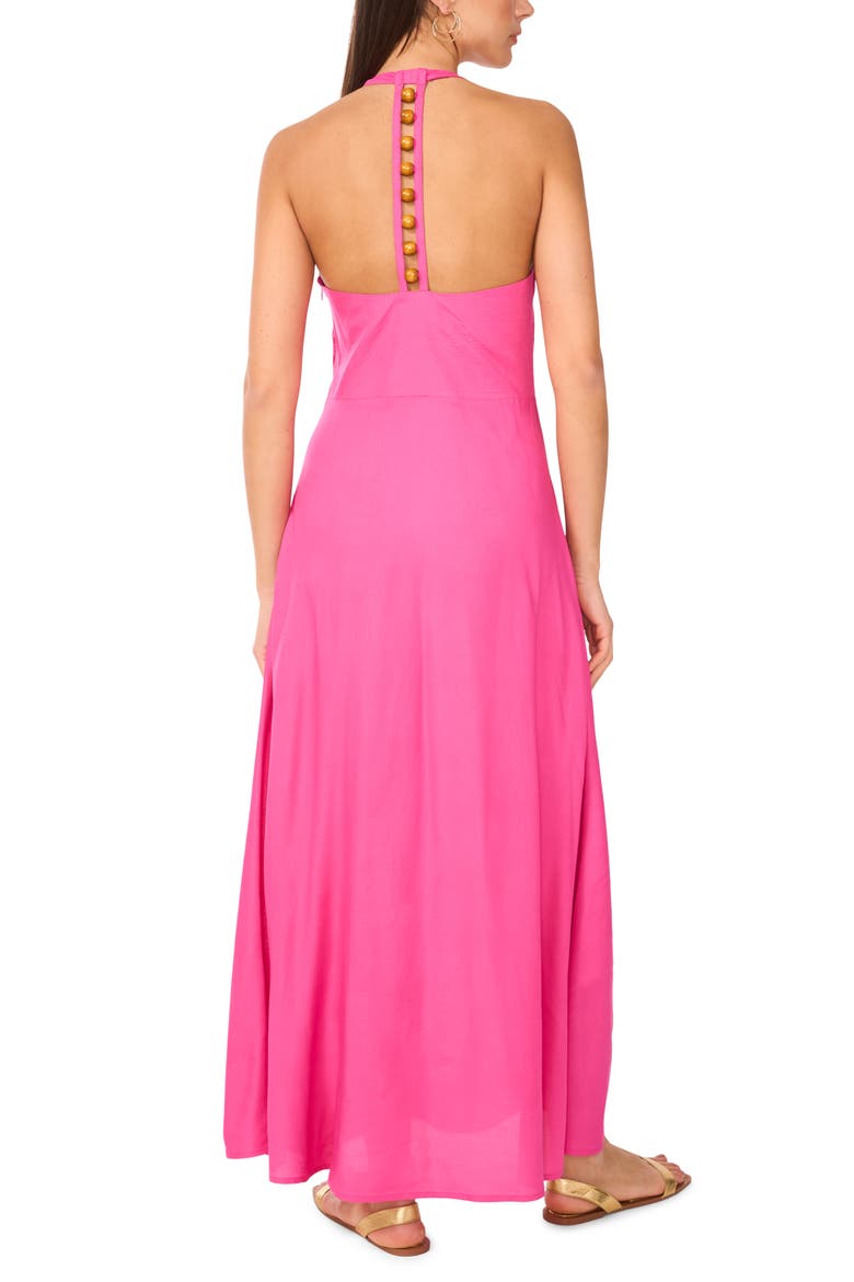 Beaded Halter Maxi Dress, Alternate, color, FIERCELY FUCHSIA