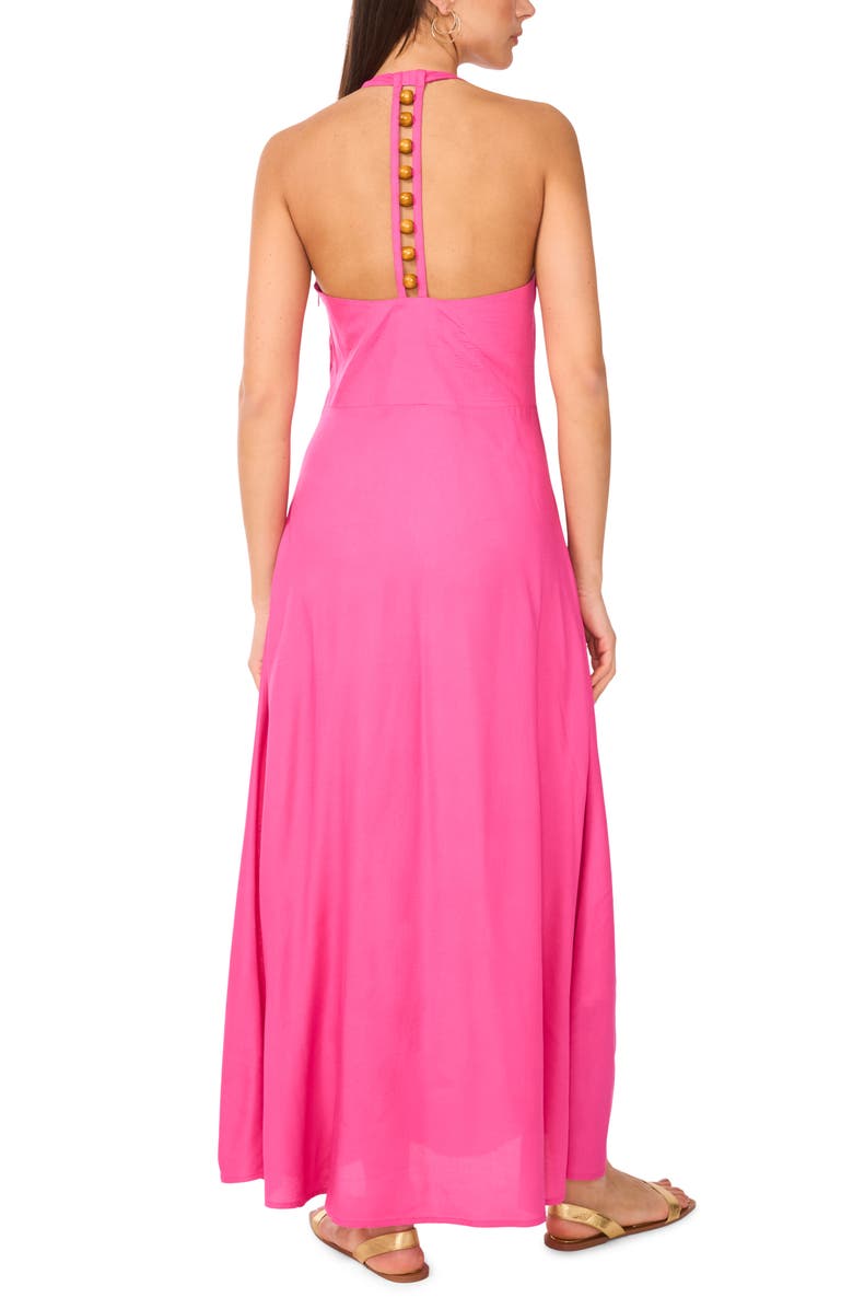 Vince Camuto Beaded Halter Maxi Dress, Alternate, color, Fiercely Fuchsia