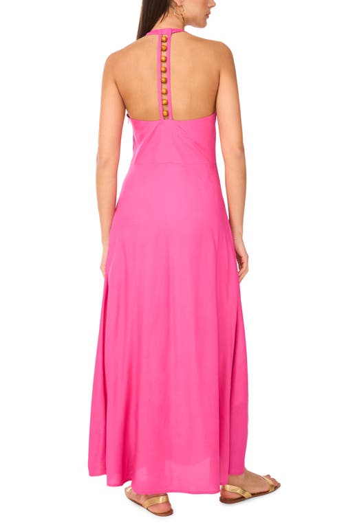 VINCE CAMUTO VINCE CAMUTO BEADED HALTER MAXI DRESS