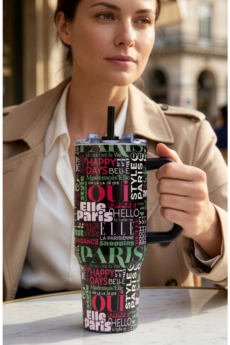 40oz Parisian Double Walled Insulated Stainless Steel Tumbler, Alternate, color, Paris Mademoiselle