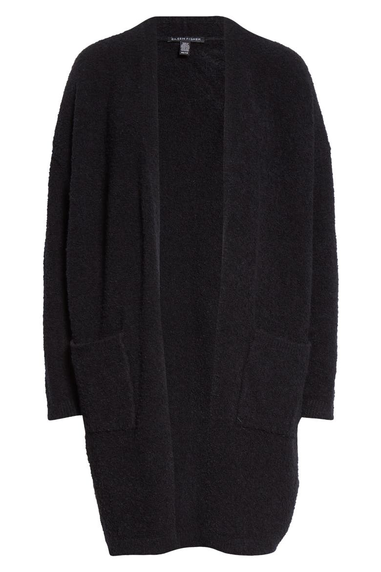 Straight Open Front Long Cardigan, Alternate, color, BLACK