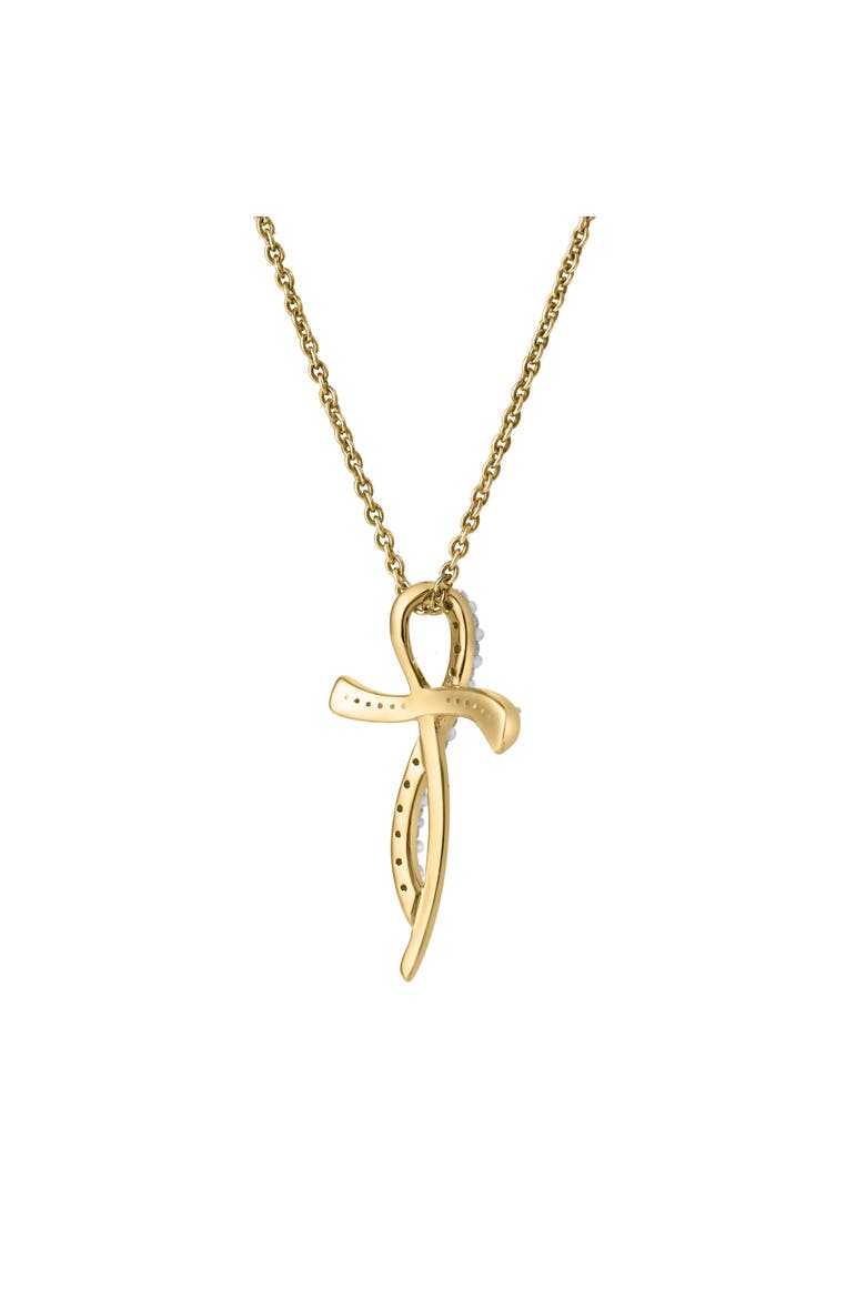 Elarith 0.15 Cts Natural Diamond Cross 14K Gold Pendant, Alternate, color, 14K Yellow Gold