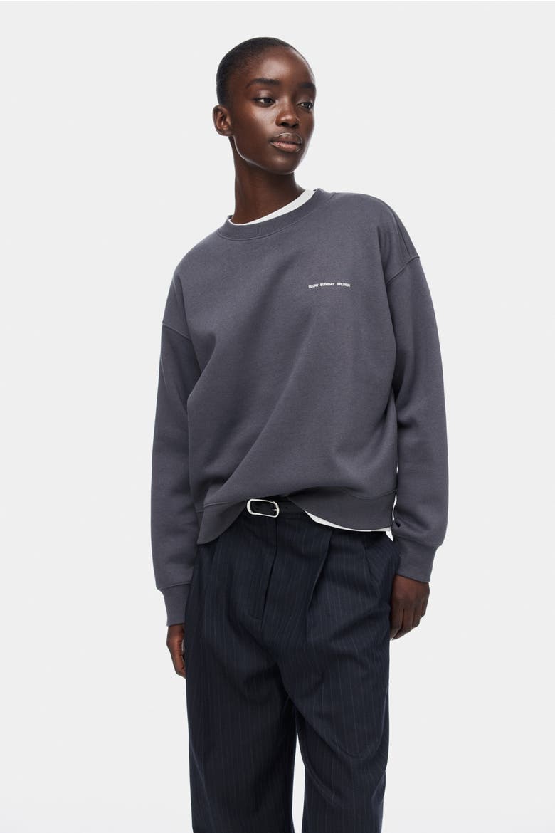Text-motif Sweatshirt, Alternate, color, Dark gray/Brunch