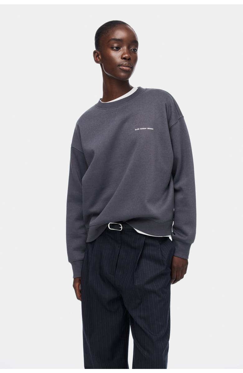 H&M Text-motif Sweatshirt, Alternate, color, Dark Gray/Brunch