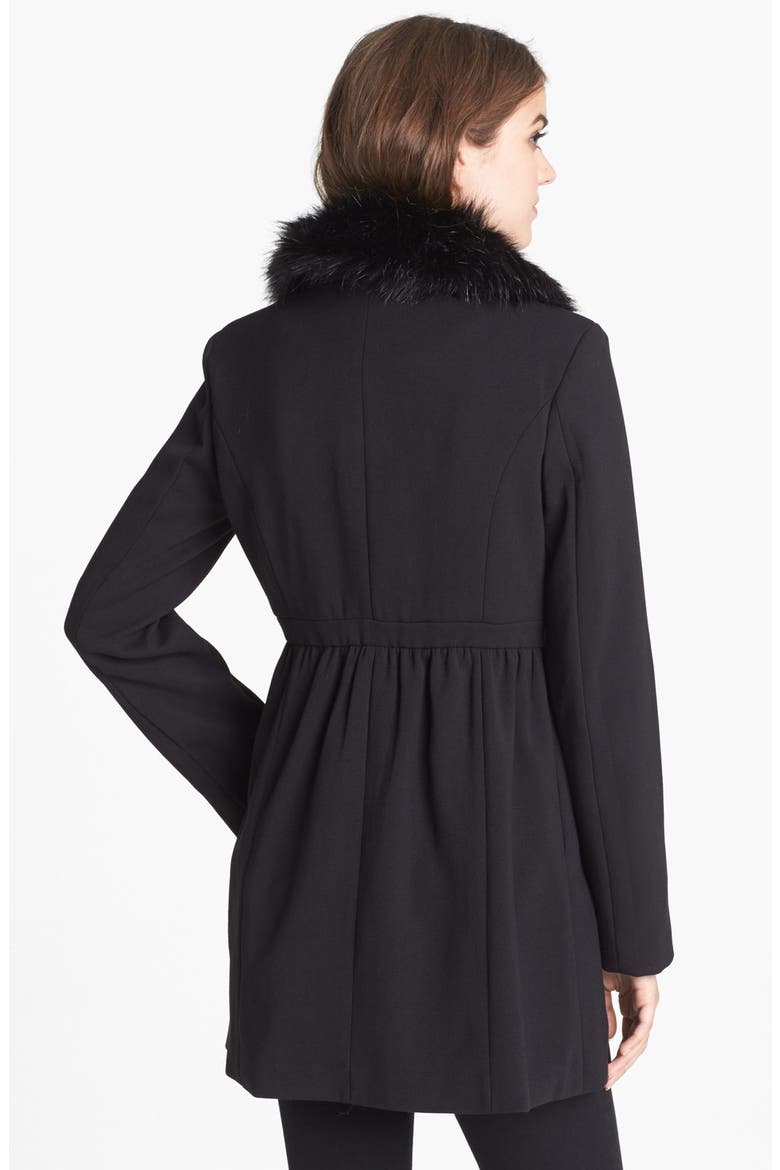 Asymmetrical Coat with Detachable Faux Fur Collar, Alternate, color, BLACK