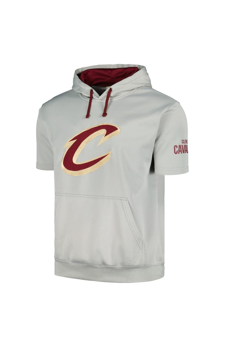 FANATICS Men's Fanatics Branded Silver/Wine Cleveland Cavaliers Short Sleeve Pullover Hoodie, Alternate, color, 