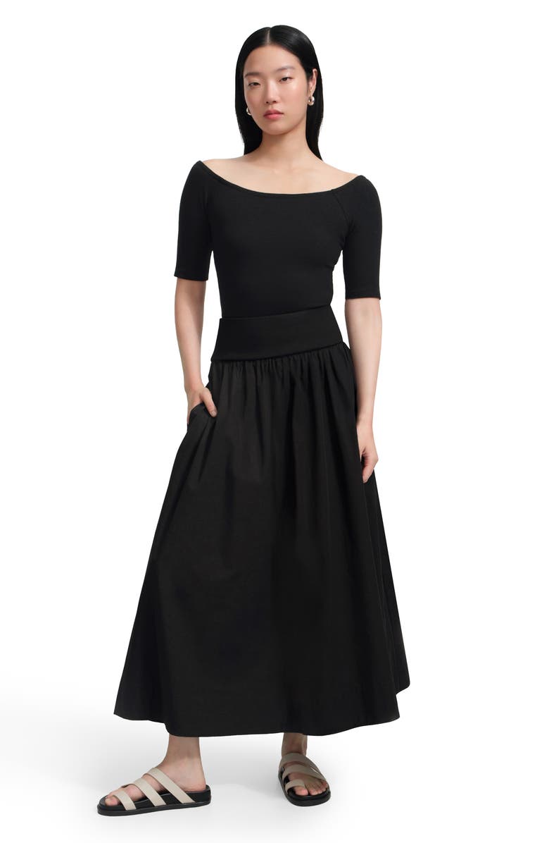 Marcella Throop Cotton Poplin Maxi Skirt, Alternate, color, Black