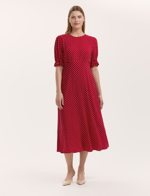 Mela Polka Dot Midi Tea Dress
