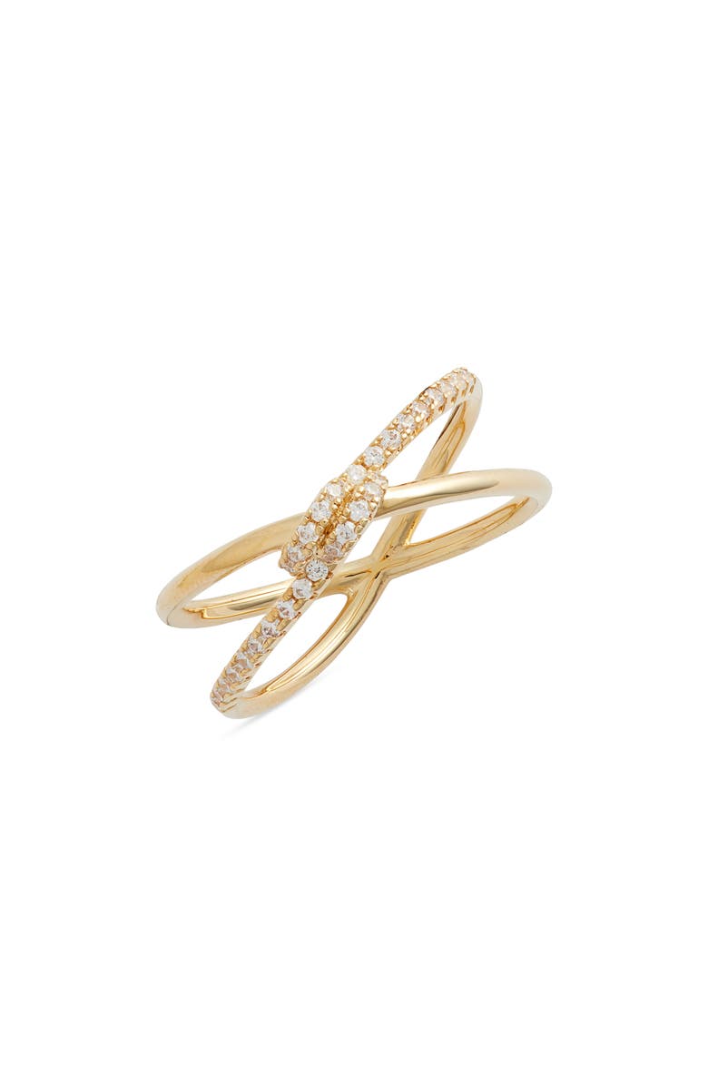 Nordstrom Demi-Fine 14K Gold Plate & Cubic Zirconia Pavé Knot Ring, Main, color,