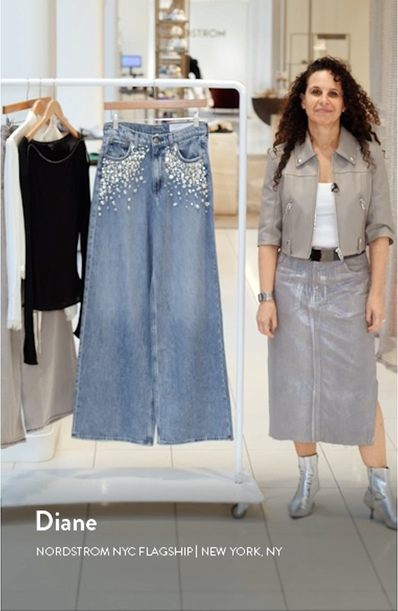 Featherweight Sofie Bedazzled High Waist Wide Leg Jeans, sales video thumbnail