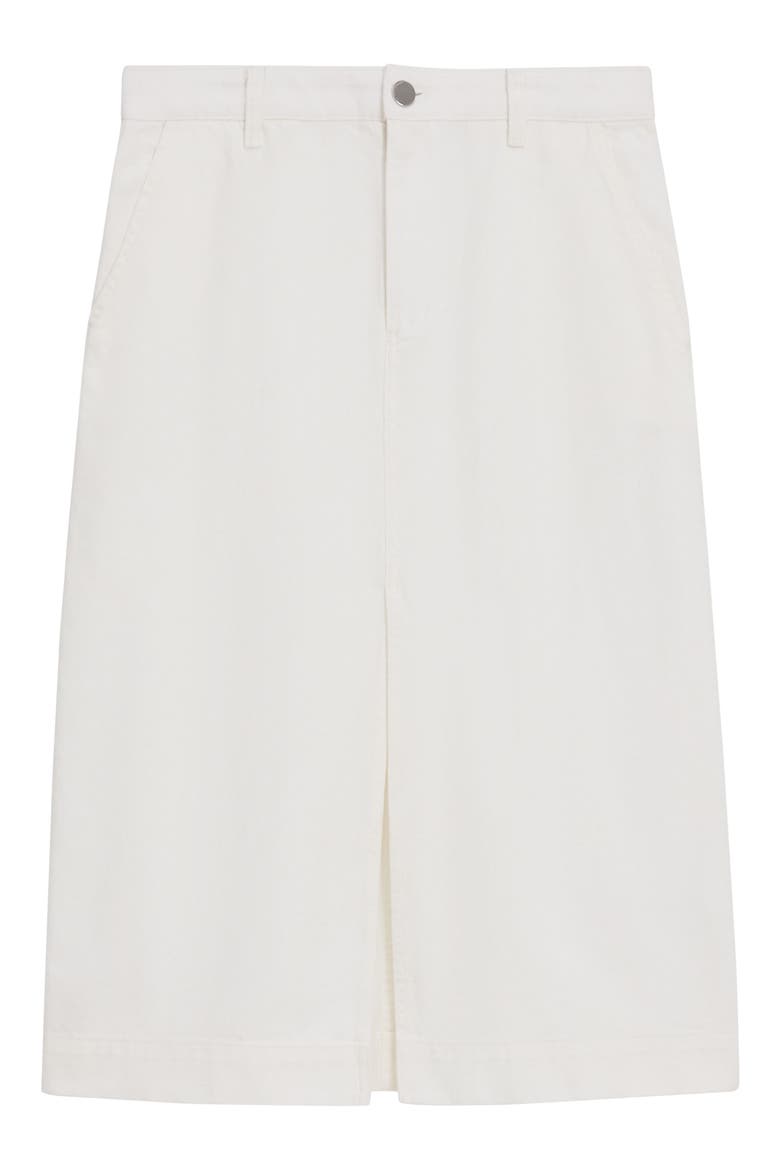 Front Slit Denim Midi Skirt, Alternate, color, OPTIC WHITE