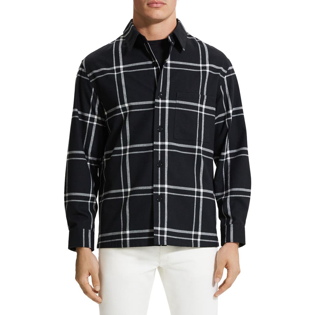 Theory Clyfford Waren Windowpane Shirt Jacket In Black