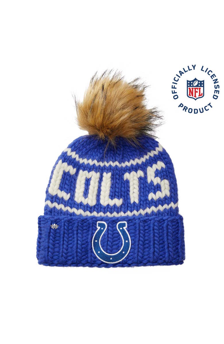 Lele Sadoughi Royal Blue Colts Nfl Beanie With Faux Fur Pom Pom, Main, color, Royal Blue 400