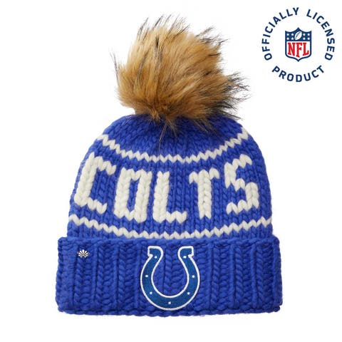 Royal Blue Colts Nfl Beanie With Faux Fur Pom Pom