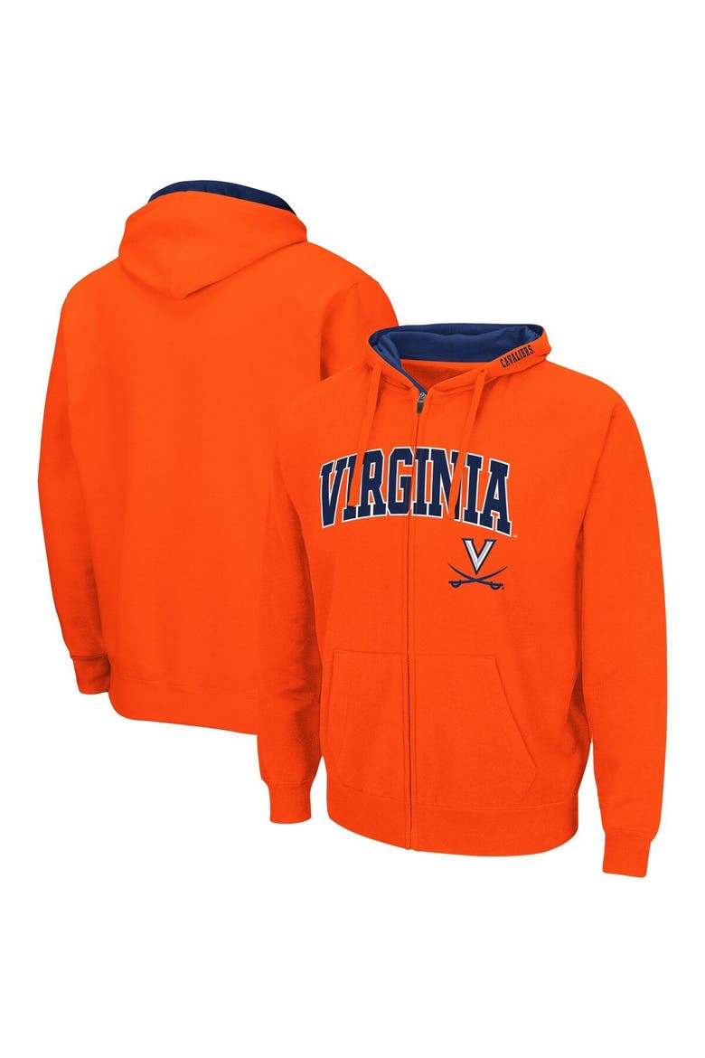 Men's Colosseum Orange Virginia Cavaliers Arch & Logo 3.0 Full-Zip Hoodie, Main, color, Orange
