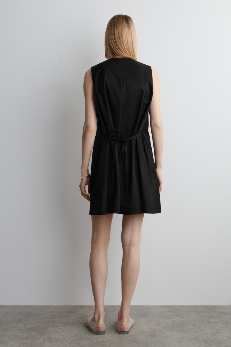 Buttoned Pima Cotton Mini Dress, Alternate, color, BLACK