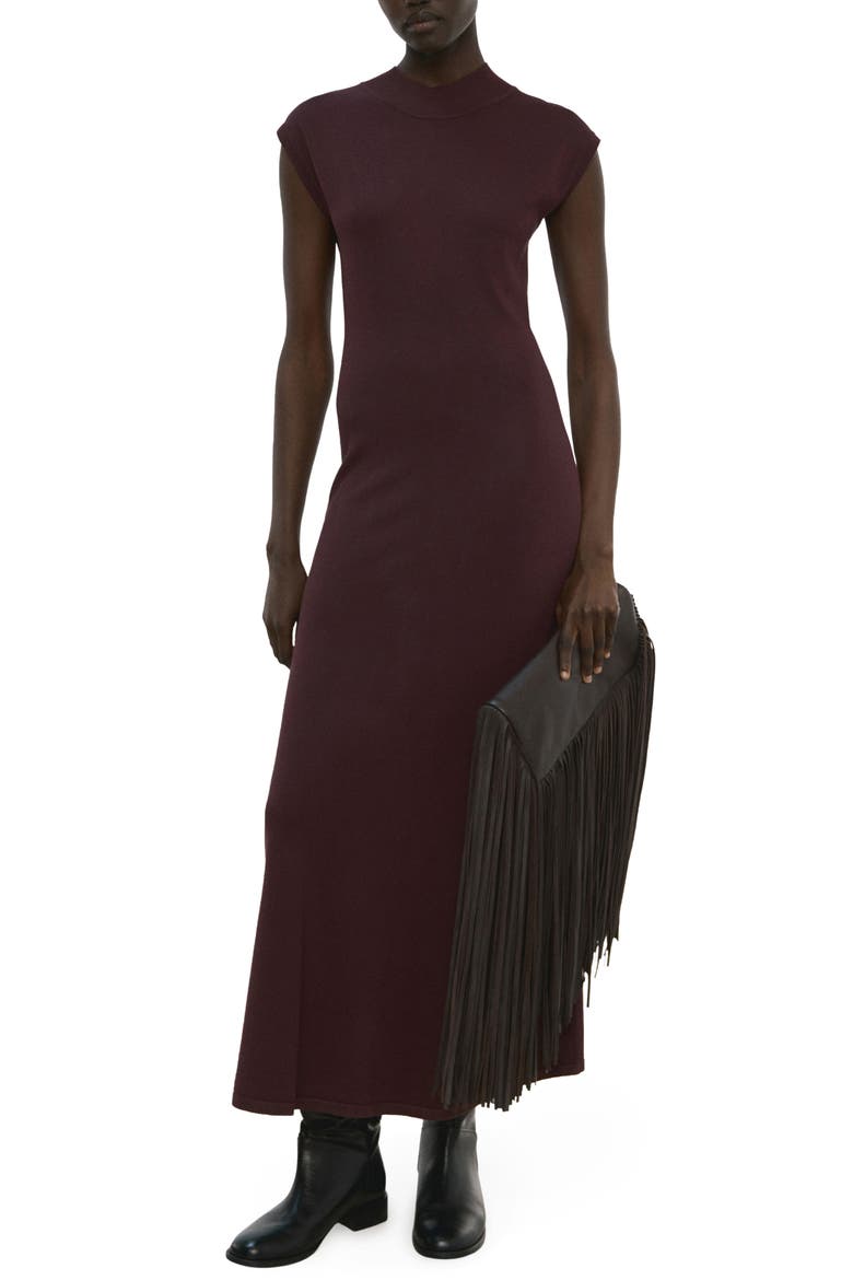 Mock Neck Midi Sweater Dress, Main, color, CHOCOLATE