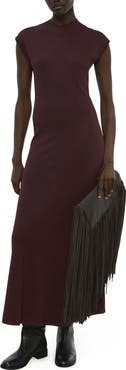 MANGO Mock Neck Midi Sweater Dress