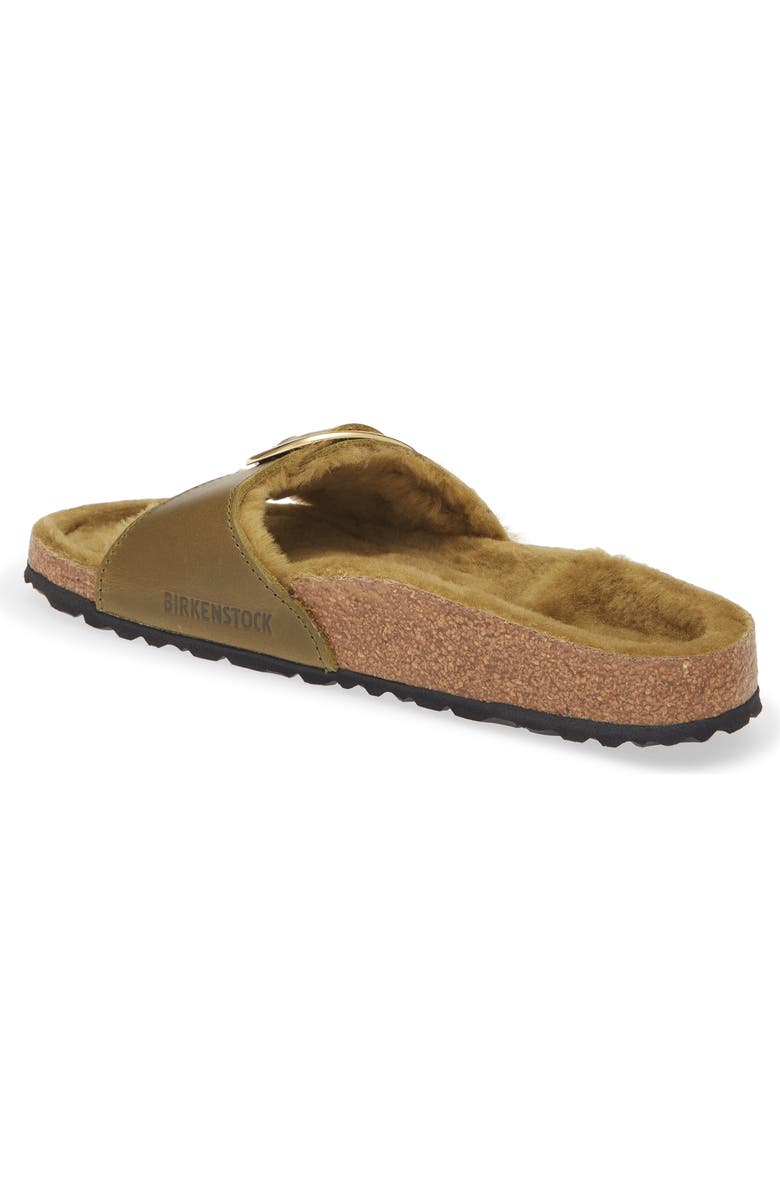 Birkenstock Madrid Big Buckle Genuine Shearling Lined Sandal, Alternate, color, Green Olive/ Green Olive